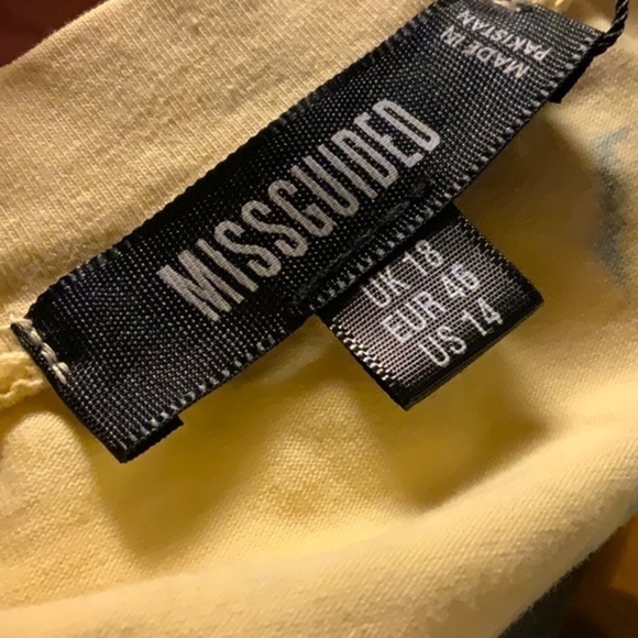 Missguided bodysuit butter yellow blue tie dye cheeky‎ thong long sleeve - Picture 3 of 4